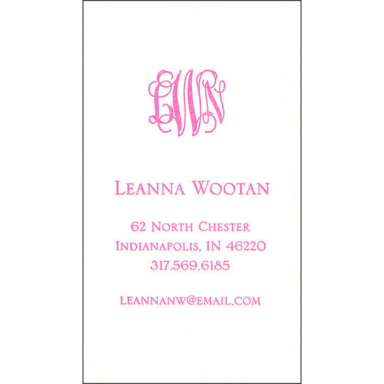 Script Monogram Letterpress Contact Cards